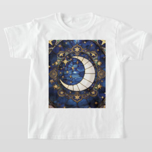T-shirt Croissant Céleste Orné de Vitrail Lune