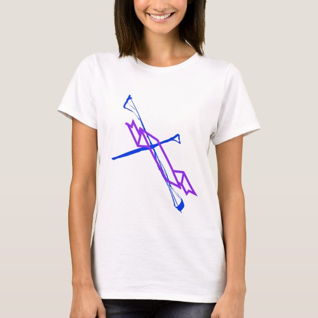 T-shirt Croix bleue et courge violette (Devant)