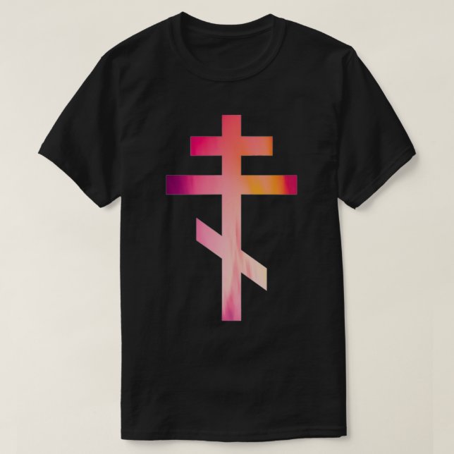 T-shirt Croix byzantine Orthodoxie russe  Croix à trois ba (Design devant)