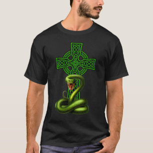 T-shirt Croix Celtique Et Serpent Vert Irlandais Pride
