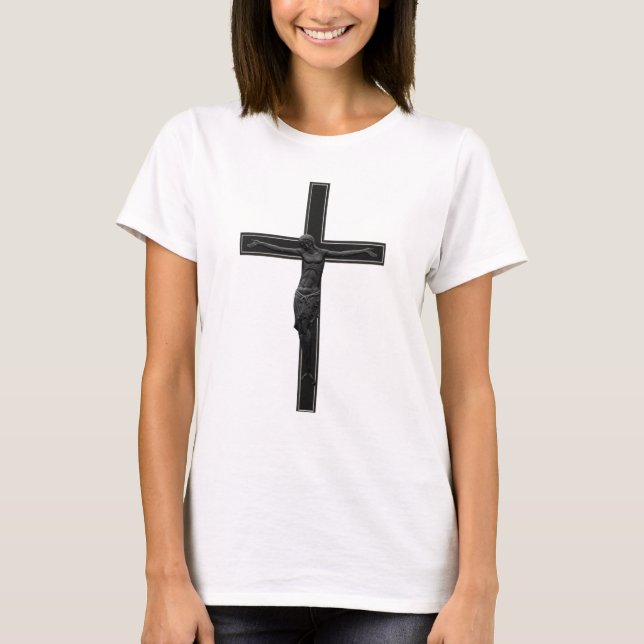 T-shirt Croix chrétienne noire (Devant)