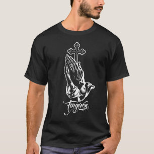 T-shirt Croix chrétienne priant mains bénies