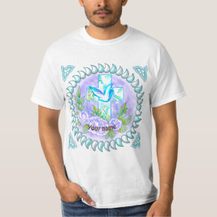T-shirt Croix chrétienne violette Rose