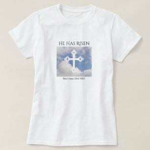 T-shirt Croix dans Ciel nuageux Résurrection Bleu Cadeau 