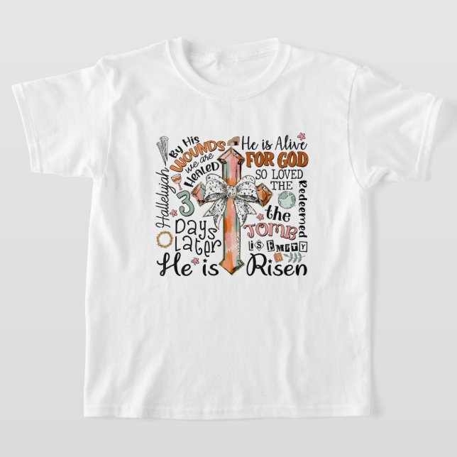 T-shirt Croix de Pâques chrétienne Il est ressuscité (Poser)