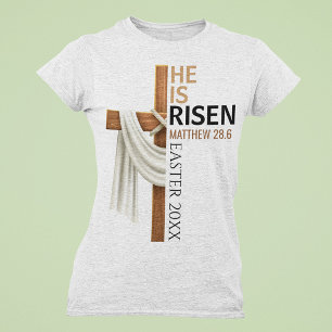 T-shirt Croix de Pâques vintage personnalisée Il est ressu