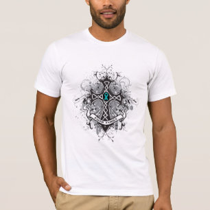 T-shirt Croix de prière de famille de foi - Cancer ovarie