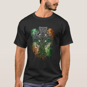 T-shirt Croix De Style Celtique Aux Couleurs Drapeaux Irla
