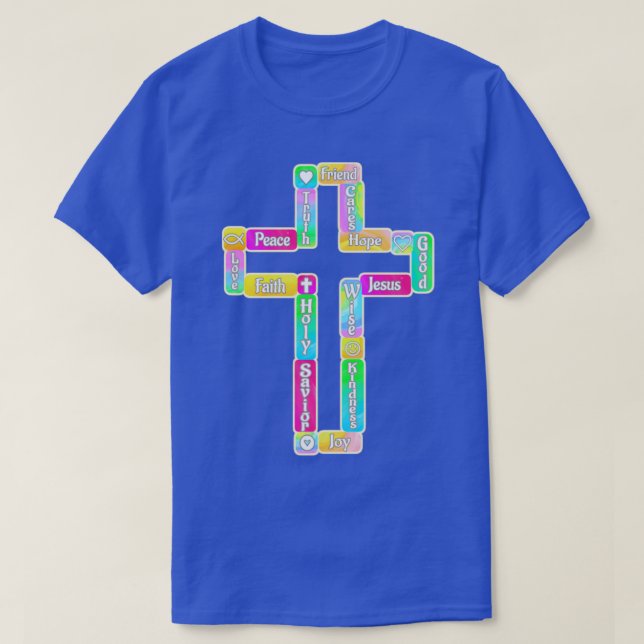 T-shirt Croix décorative avec des mots chrétiens (Design devant)
