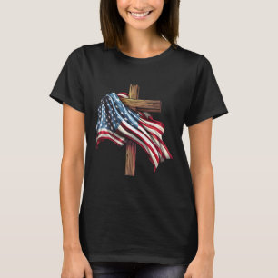 T-shirt Croix du drapeau du Jour de l'Indépendance