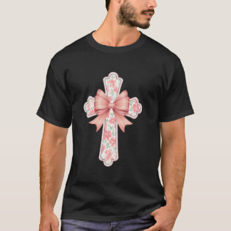 T-shirt Croix florale avec ruban Foi chrétienne Pâques Pri
