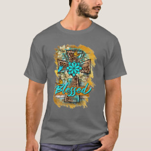 T-shirt Croix florale du léopard occidental béni Jésus Chr