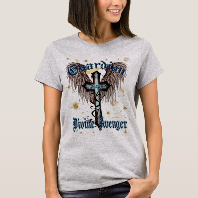 T-shirt Croix gothique avec ailes Gardien de la Justice et (Devant)