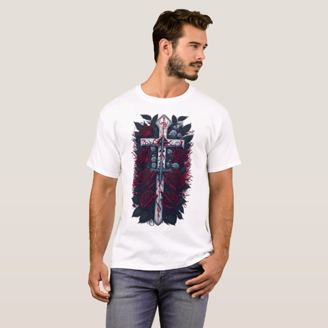 T-shirt Croix gothique de tatouage 11 (Devant entier)