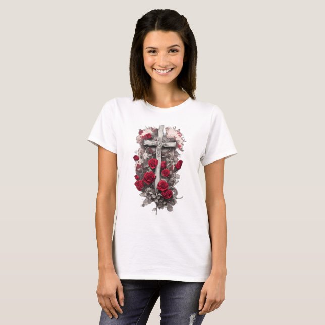 T-shirt Croix gothique de tatouage 24 (Devant entier)