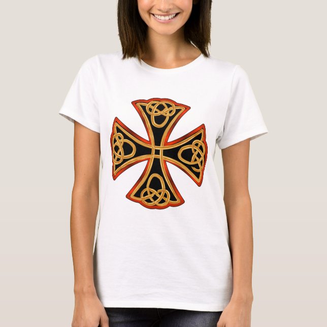 T-shirt croix ornée avec tresse (Devant)