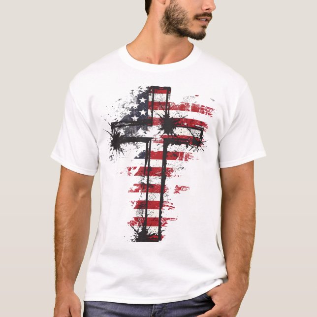 T-shirt Croix patriotique américaine (Devant)