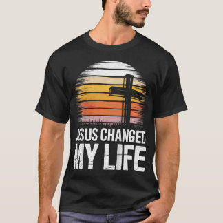 T-shirt Croix Rétro Jésus a Changé Ma Vie