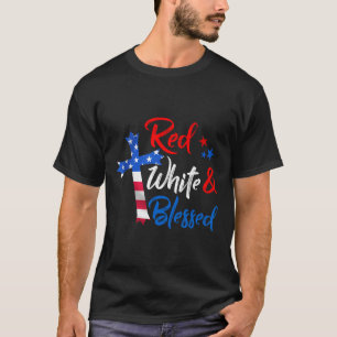 T-shirt Croix Rouge Blanc &amp; Béni 4 juillet Hommes Femm