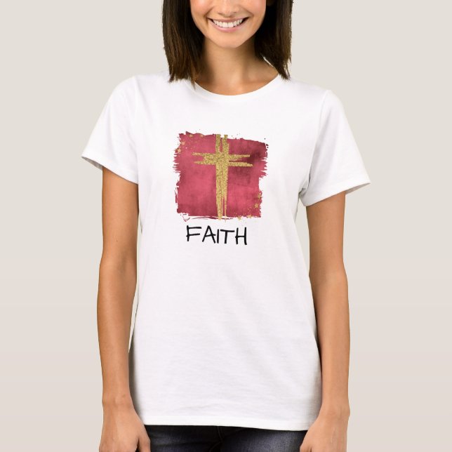 T-shirt *~* Croix-Rouge chrétienne FOI Parties scintillant (Devant)