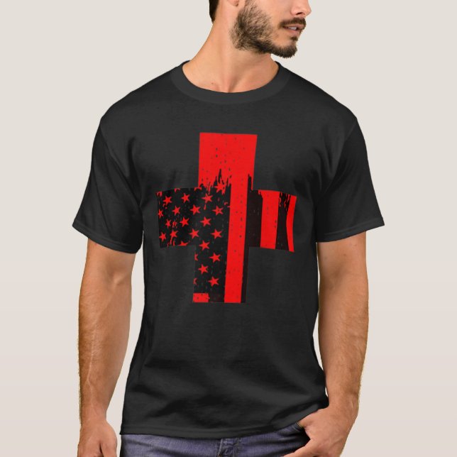 T-shirt Croix-Rouge USA American Tee Raglan Baseball Tee (Devant)