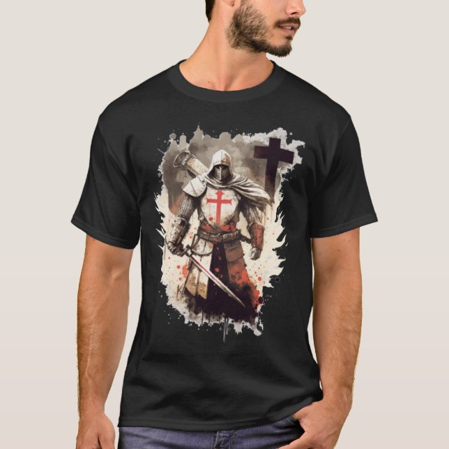 T-shirt Croix Templier des Chevaliers Templiers Catholique (Devant)