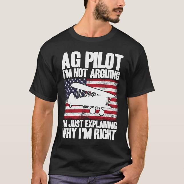 T-shirt Crop Duster American Flag Just Explaining Why I'm  (Devant)