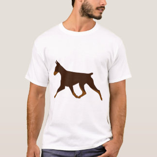 T-shirt - Cropped Doberman Gaiting in Red and Rust