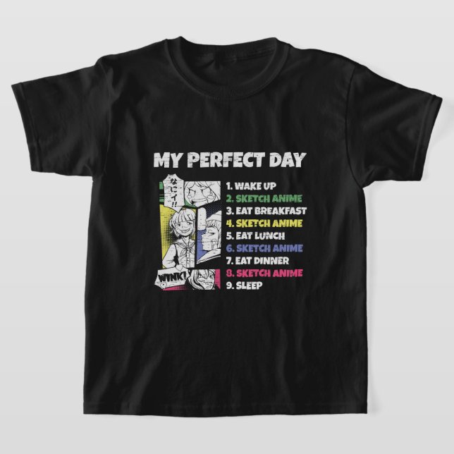 T-shirt Croquis Anime Parfait Jour Kawaii Sketch Kids Ani (Poser)