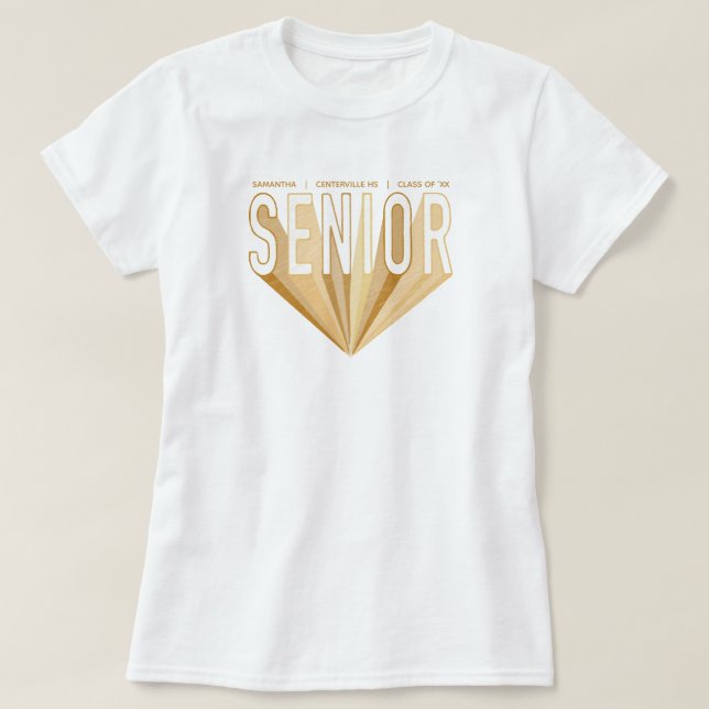 T-shirt Croquis au crayon d'or Lettres radiantes supérieur (Design devant)