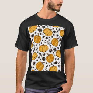 T-shirt Croquis citrouilles : motif sans couture dessiné à