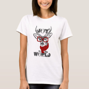 T-shirt Croquis de cerfs marrant cool "Joy to the World"