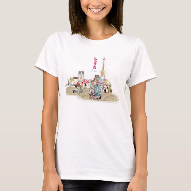 T-shirt Croquis de collage de Paris d'amour (Devant)