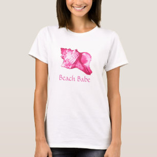 T-shirt Croquis de coquille de conque - rose fuchsia et