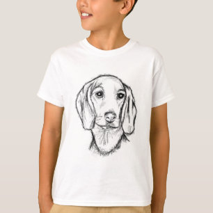 T-shirt croquis de dachshund dessiné à la main chiot chien