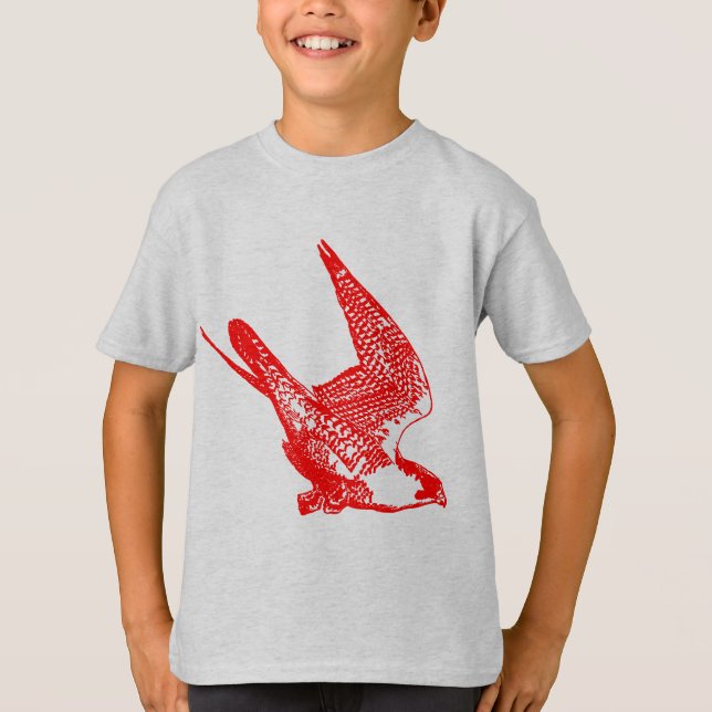 T-shirt Croquis de Faucon pèlerin rouge (Devant)