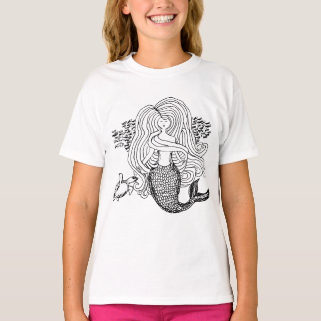 T-shirt Croquis de la sirène et des amis (Devant)