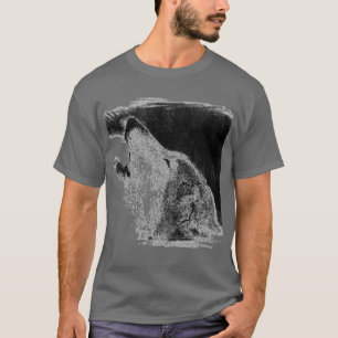 T-shirt Croquis de loup gris