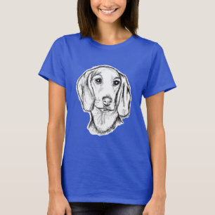 T-shirt croquis de teckel dessiné à la main noir blanc chi