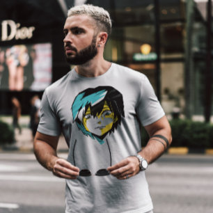 T-shirt Croquis de visage sérieux