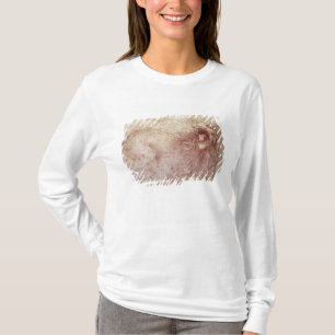 T-shirt Croquis d'un lion d'hurlement (craie rouge sur le