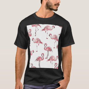 T-shirt Croquis Flamant rose : Motif Vintage tropical.