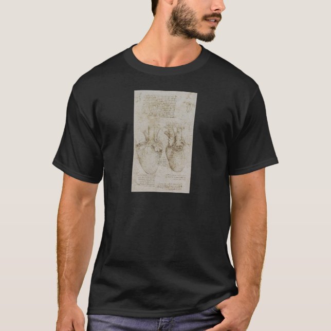 T-shirt Croquis humains d'anatomie du coeur de da Vinci (Devant)