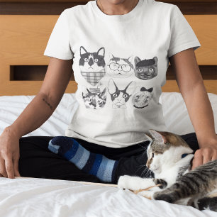 T-shirt Croquis minimalistes mignons sur la face du chat