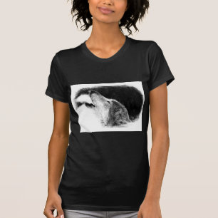 T-shirt Croquis noir et blanc Loup gris
