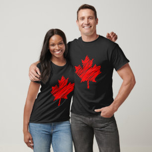 T-shirt Croquis rouge canadien Feuille d'érable stylé
