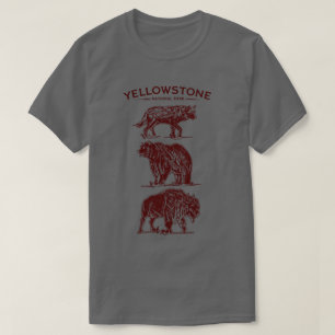 T-shirt Croquis vintage de la faune de Yellowstone