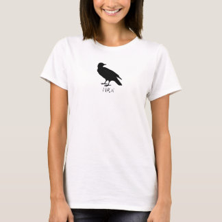 T-shirt Crow Drawing and Naw Silhouette in Black