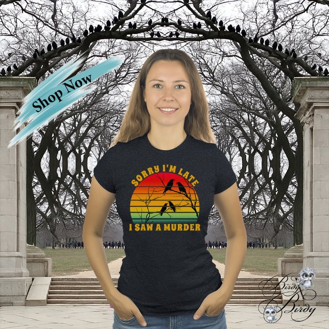 T-shirt Crow Murder Silhouette Retro Sunset Désolé Je suis (Créateur téléchargé)