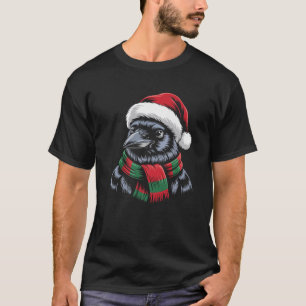T-shirt Crow Xmas Santa Hat Écarf Costume de Noël Premiu